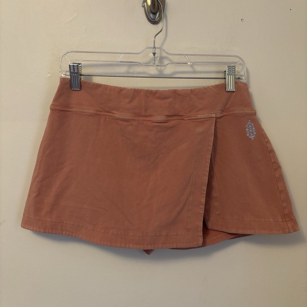 Free People FP Movement Hot Shot Mini Skort Skirt Orange Boho L‎ Cotton